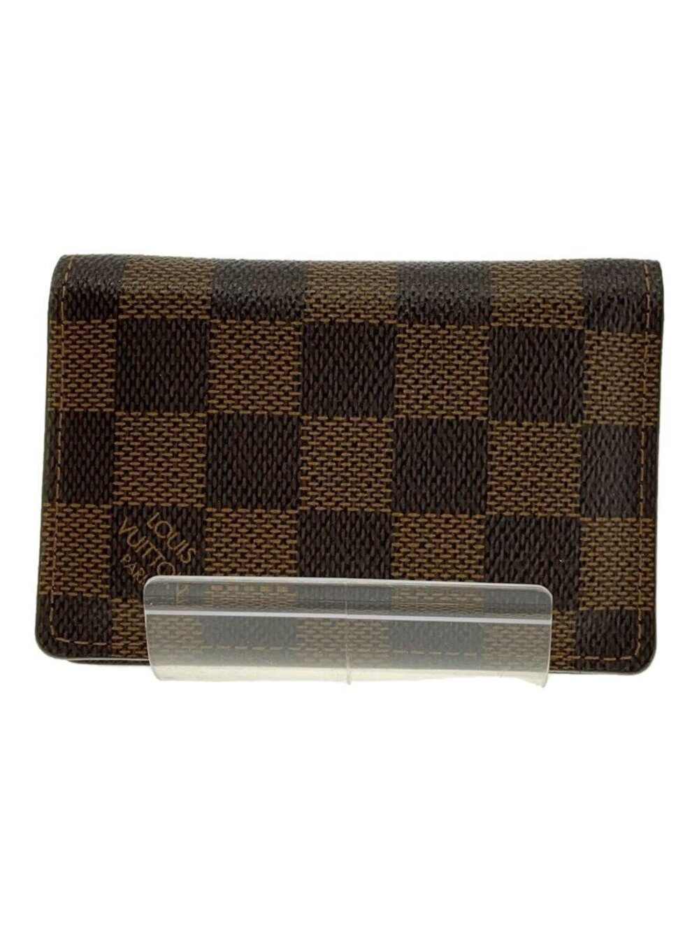 LOUIS VUITTON Organizer de Poche Damier Ebene Brown Leather Brown